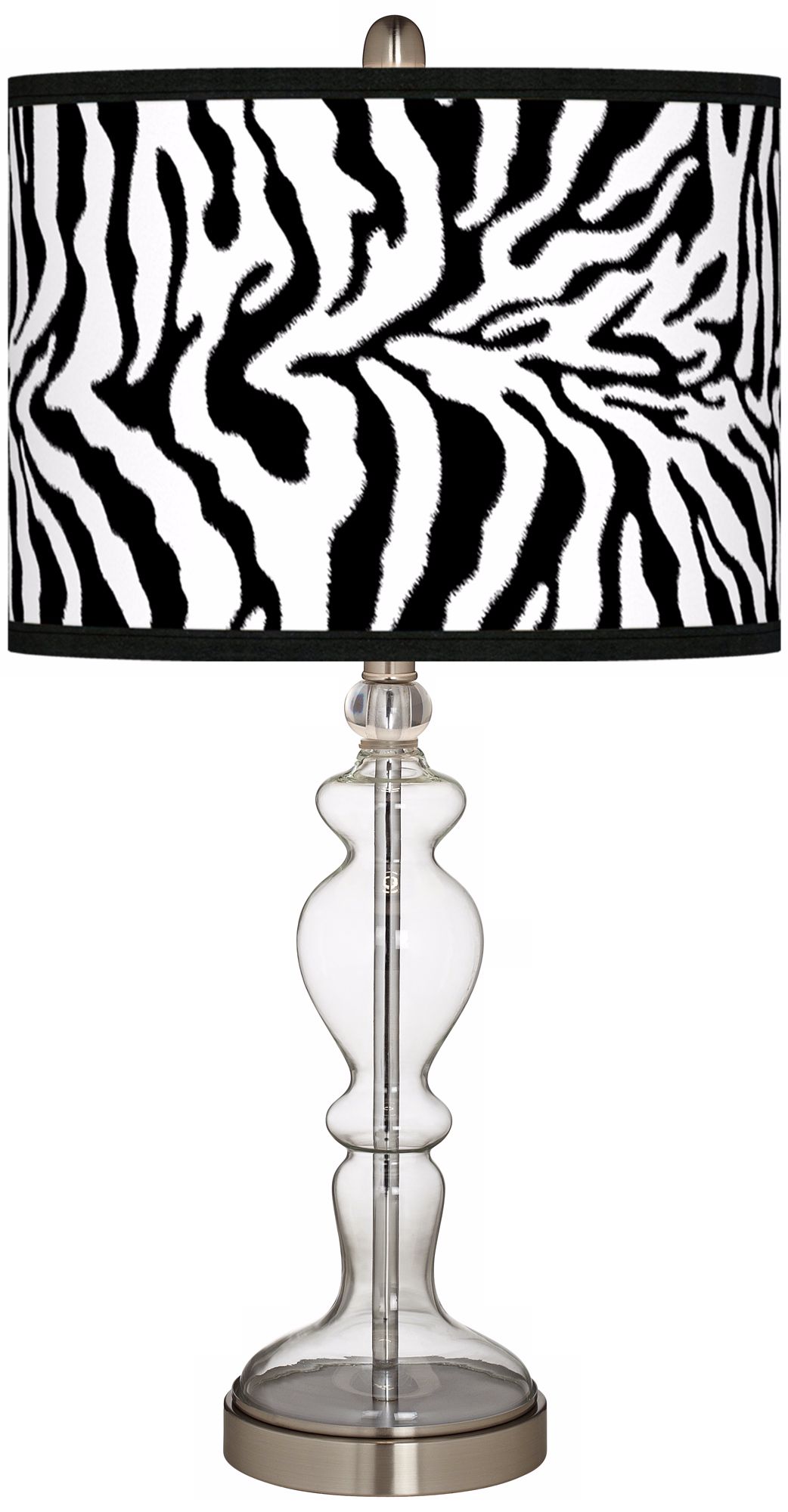 Safari Zebra Giclee Apothecary Clear Glass Table Lamp
