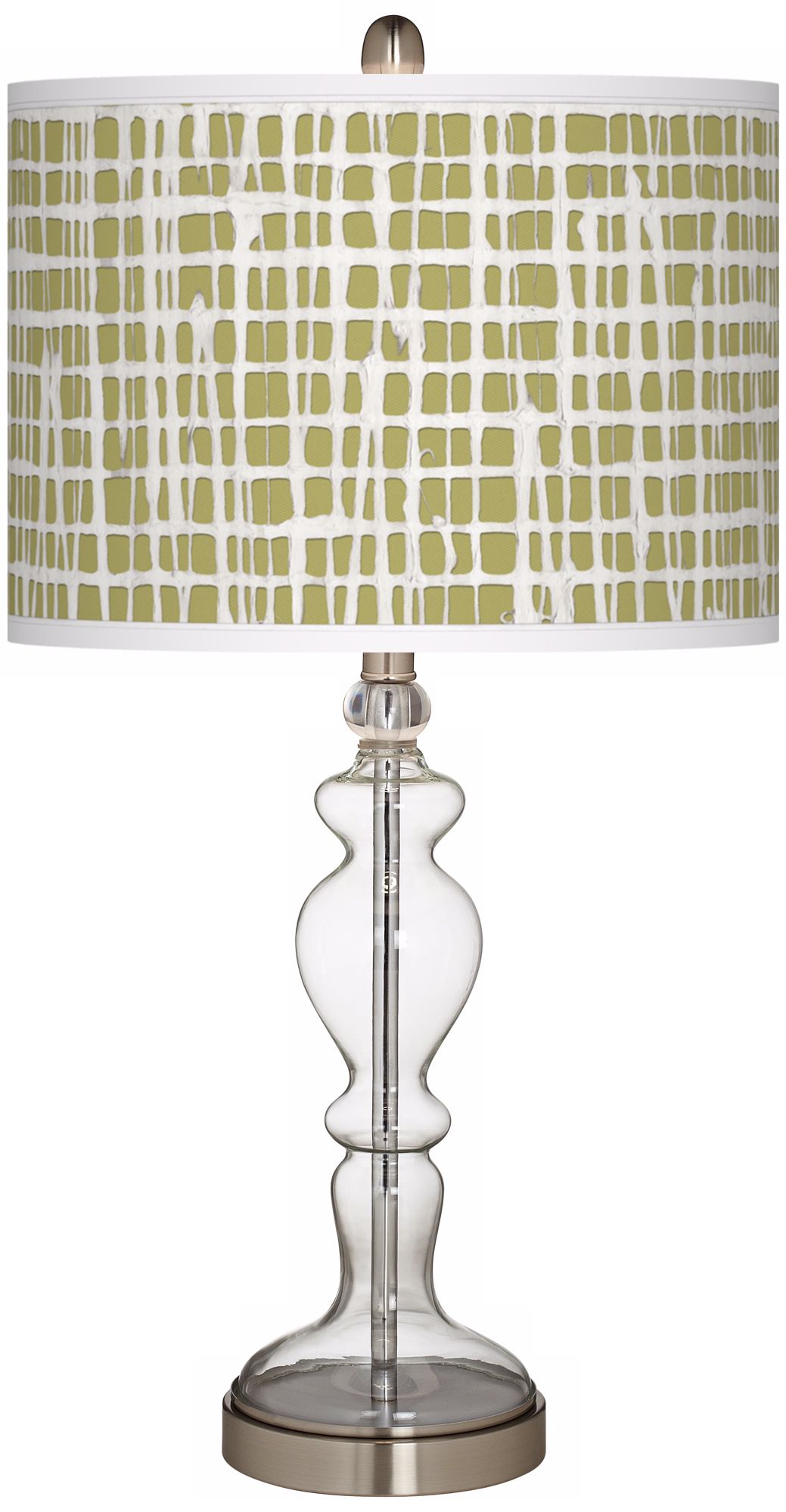 Ecru Screen Linen Apothecary Clear Glass Table Lamp