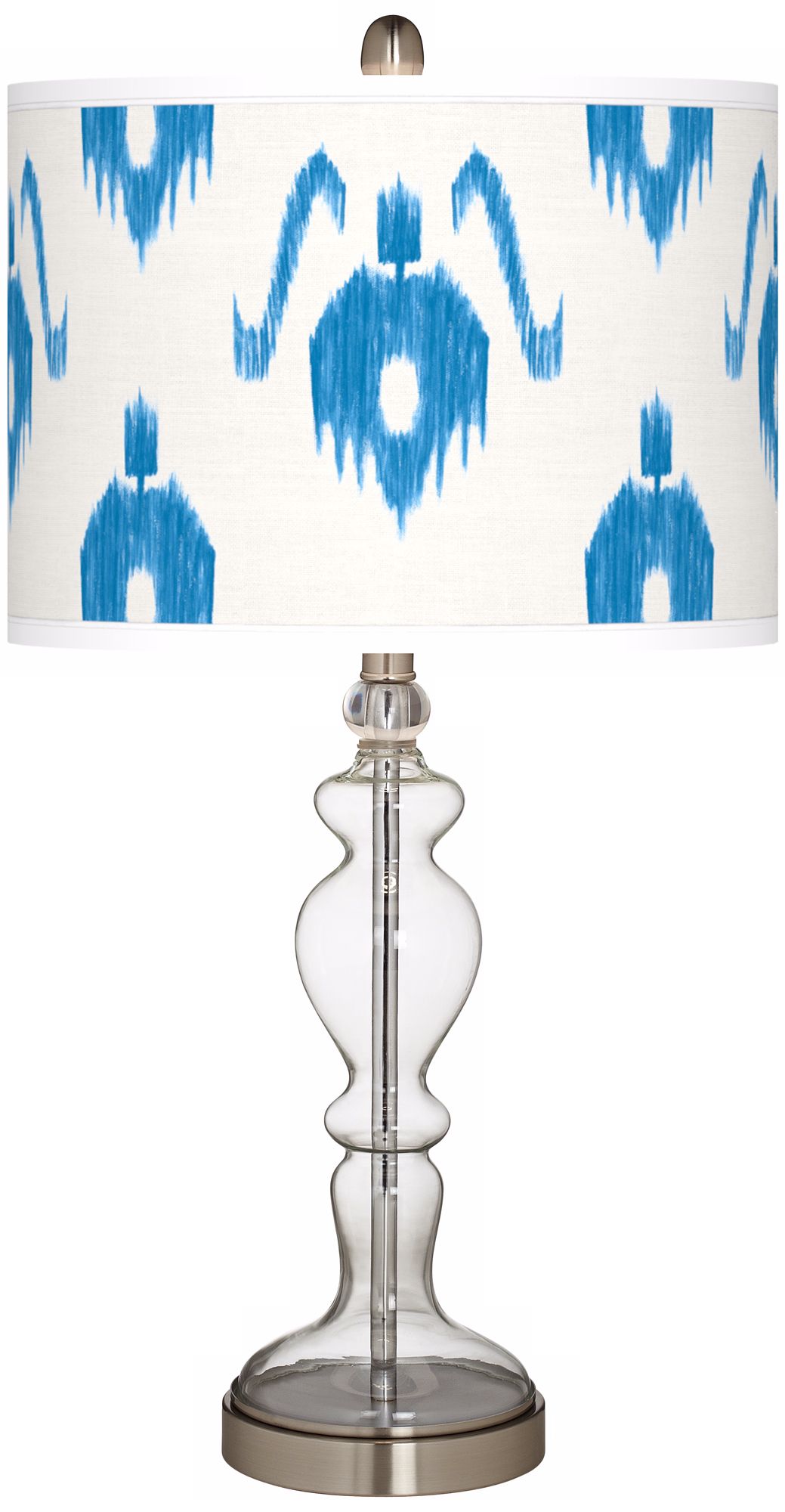 Blue Ikat Giclee Apothecary Clear Glass Table Lamp