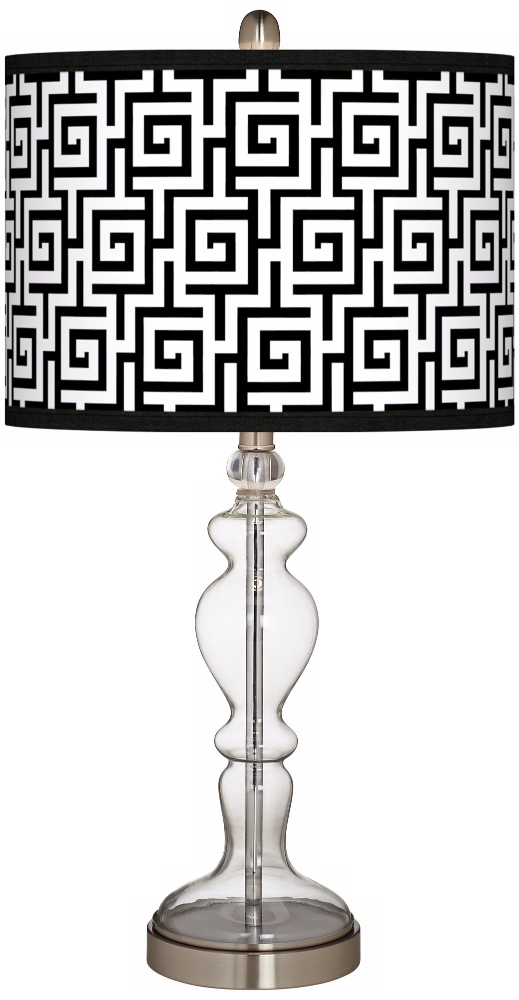 Greek Key Giclee Apothecary Clear Glass Table Lamp
