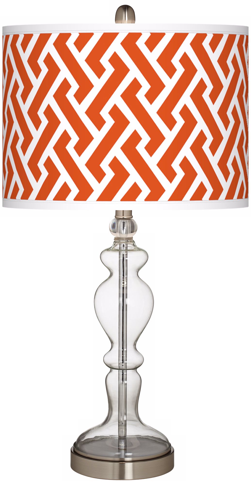 Red Brick Weave Giclee Apothecary Clear Glass Table Lamp