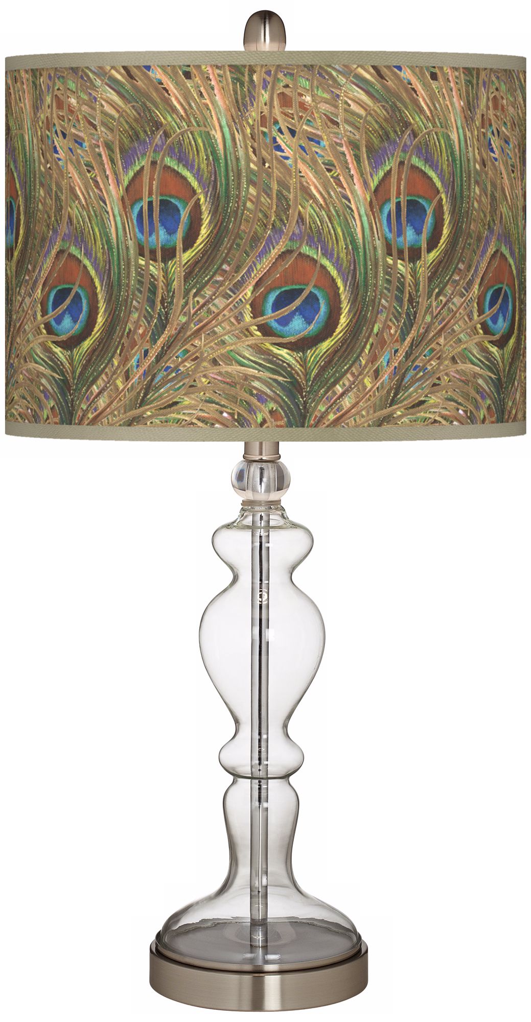 Iridescent Feather Apothecary Clear Glass Table Lamp