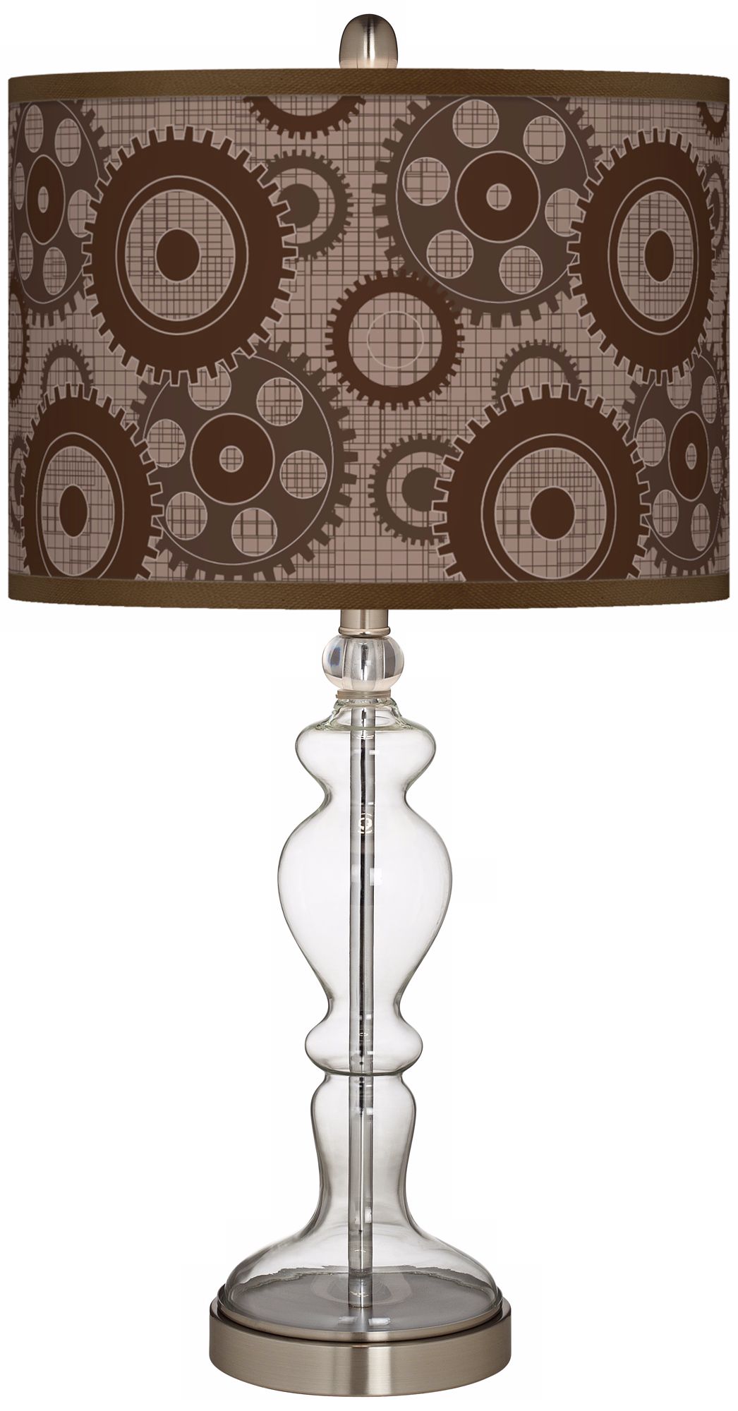 Industrial Gears Giclee Apothecary Clear Glass Table Lamp