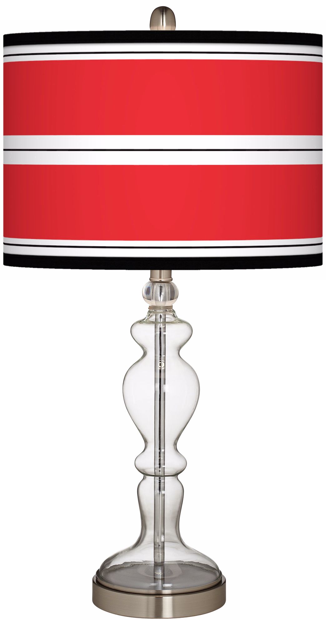 Red Stripes Giclee Apothecary Clear Glass Table Lamp