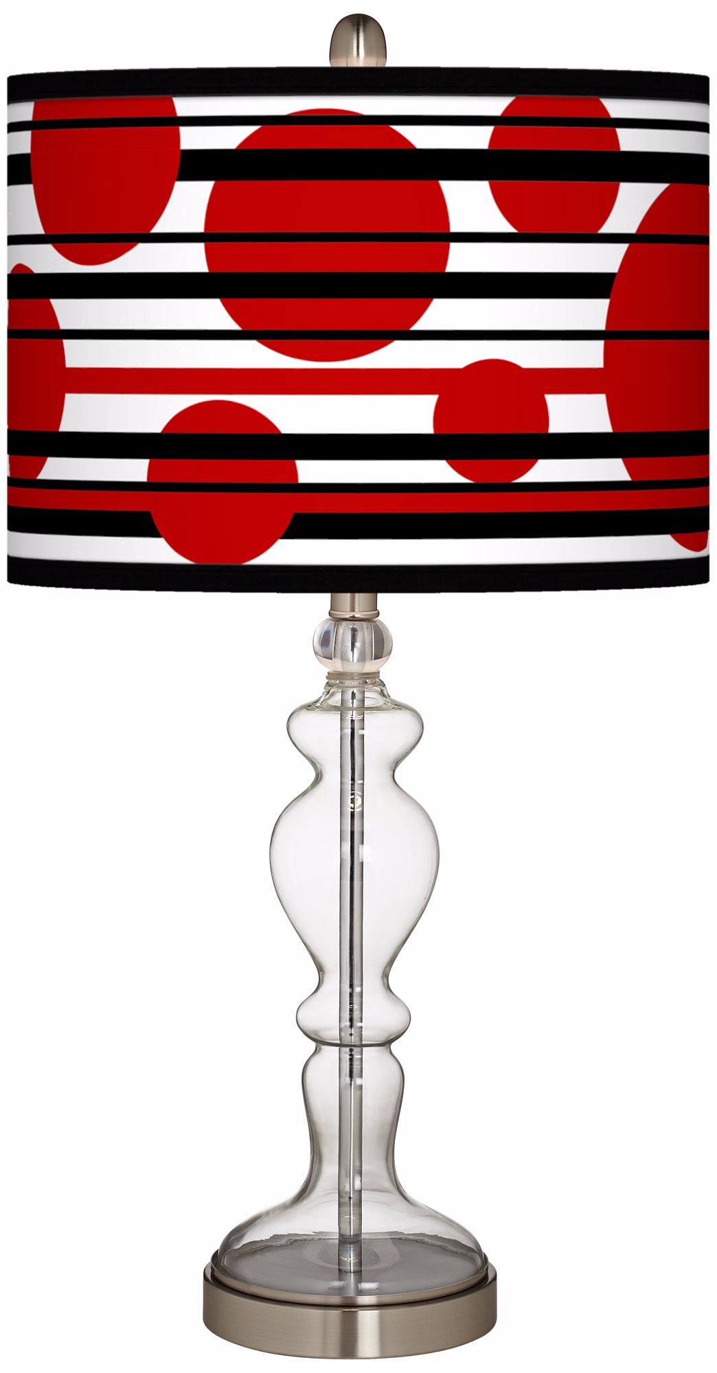 Red Balls Giclee Apothecary Clear Glass Table Lamp