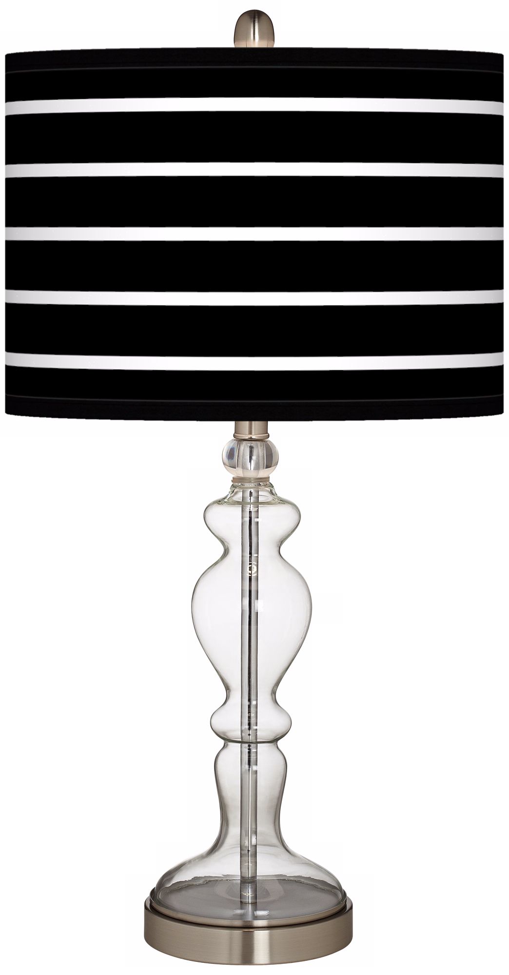 Bold Black Stripe Apothecary Clear Glass Table Lamp