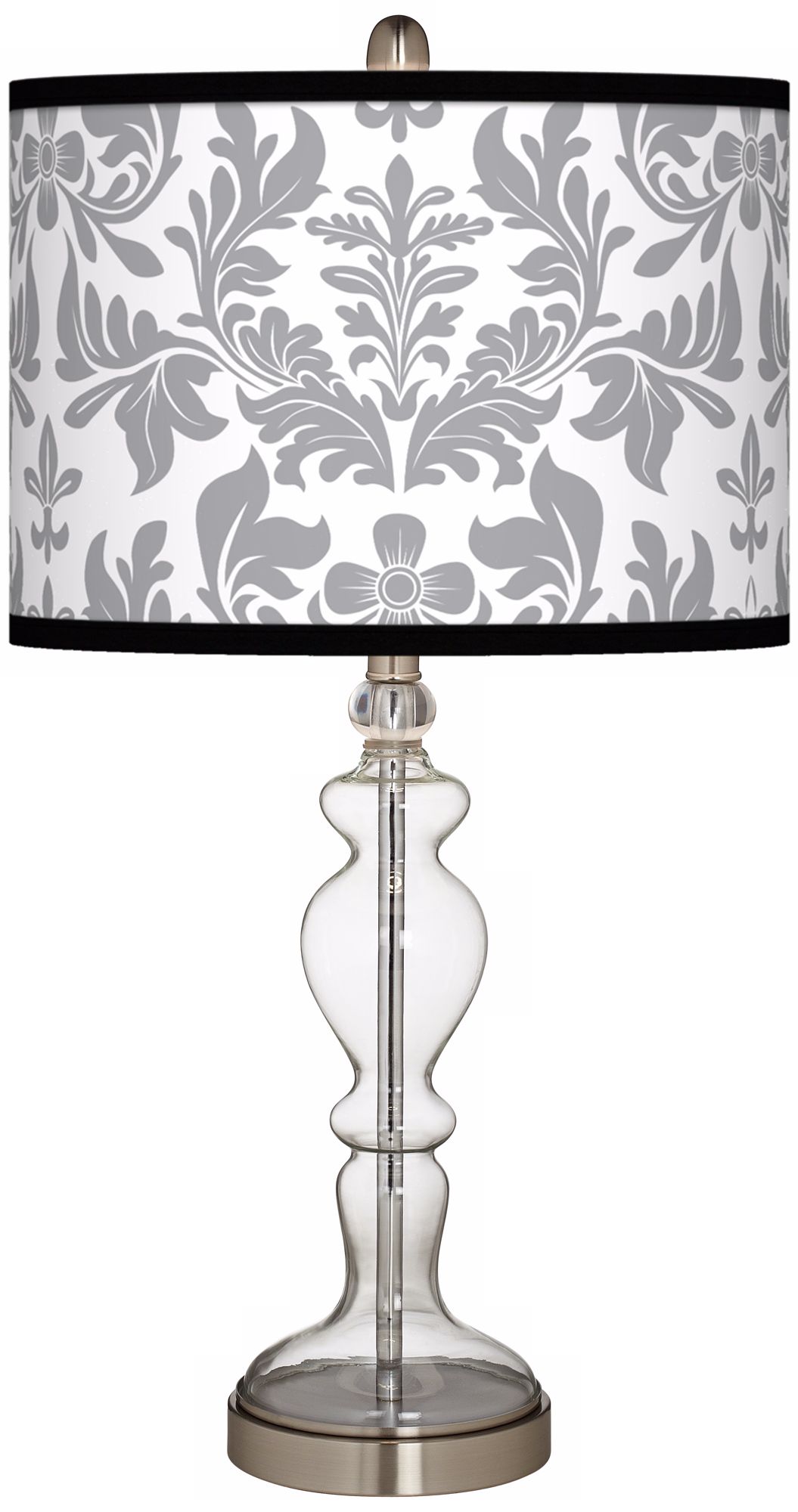 Grey Flourish Giclee Apothecary Clear Glass Table Lamp