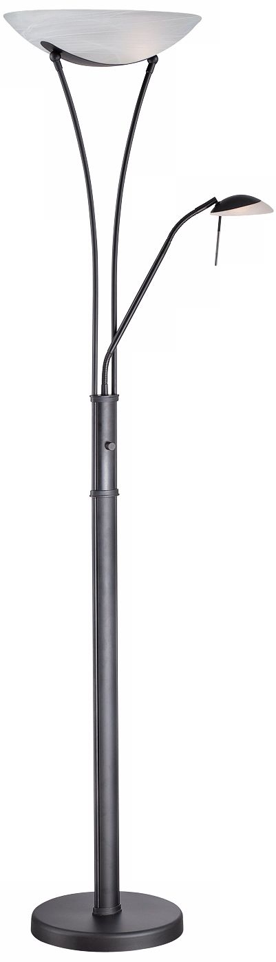 Lite Source Avington Black Reading Light Torchiere Lamp