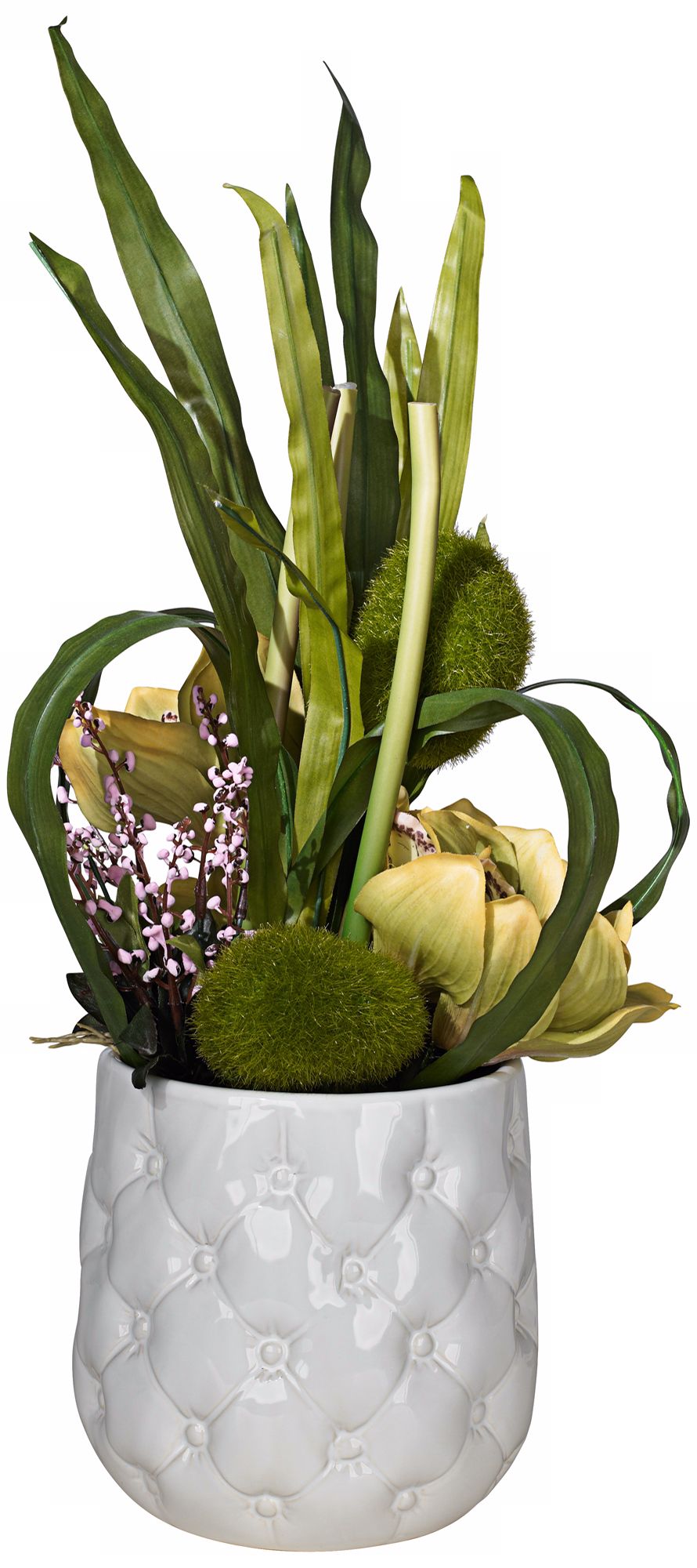 Decorator's 23 1/4" High Faux Orchid in Quilted White Pot
