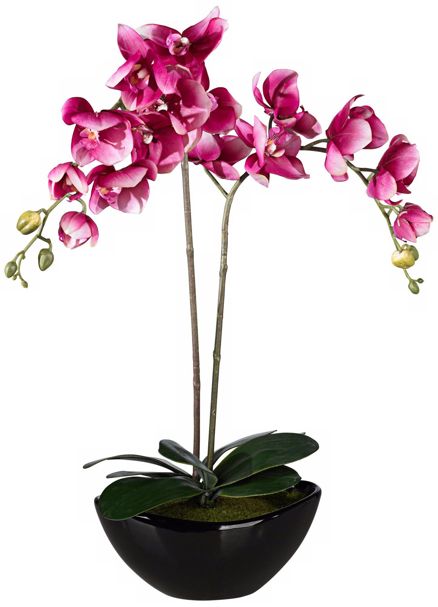 Double Purple 27 1/4" High Faux Orchid in Black Ceramic Pot