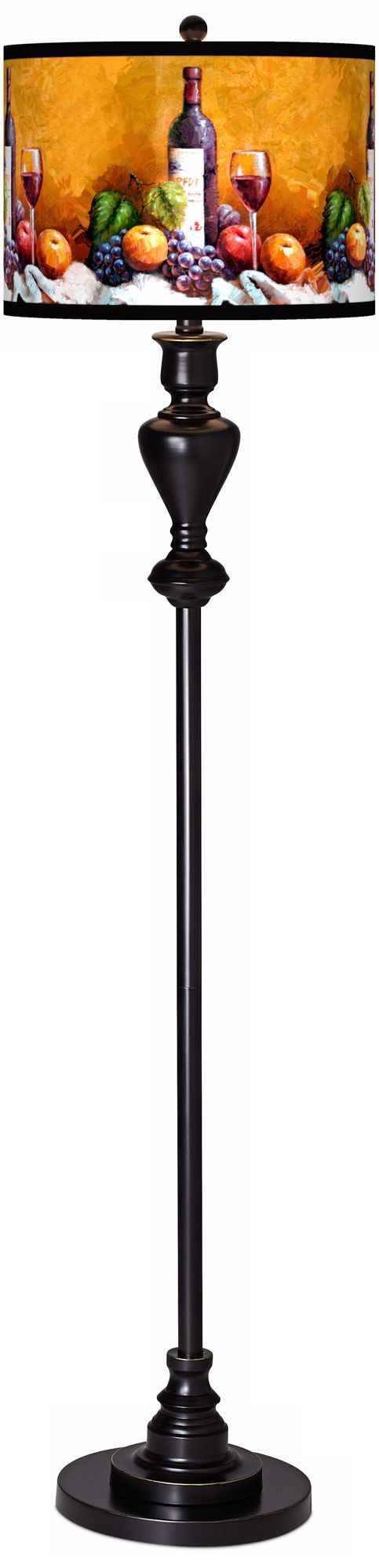 Wine and Fruit Giclee Glow Black Bronze Floor Lamp