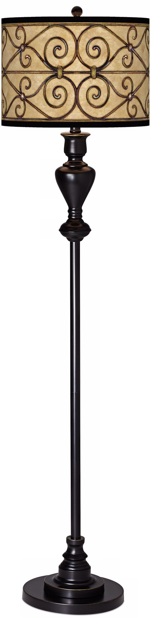 Trellis Hearts Giclee Glow Black Bronze Floor Lamp