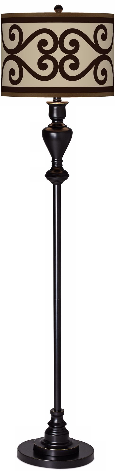 Cambria Scroll Giclee Glow Black Bronze Floor Lamp