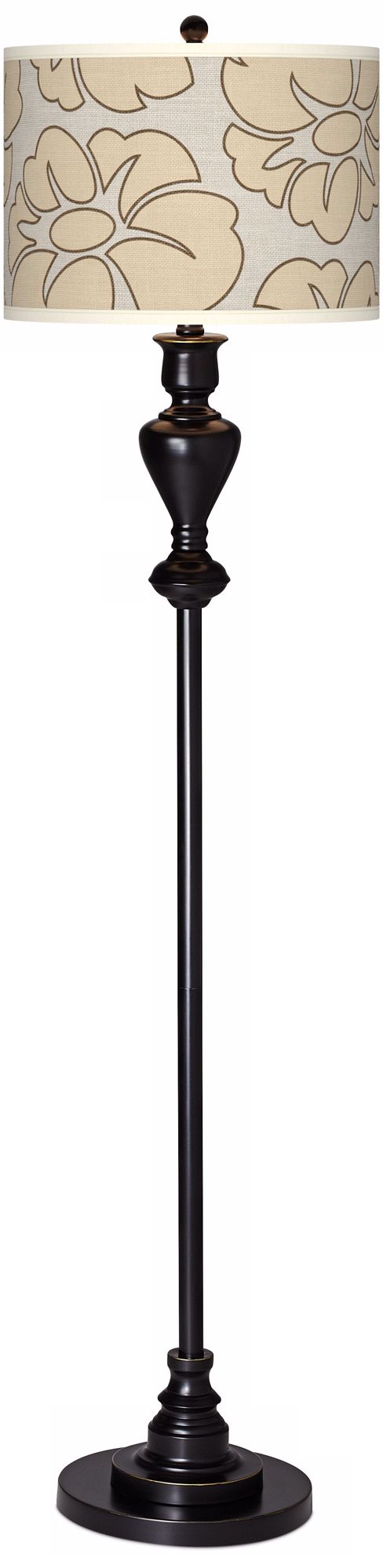 Floral Silhouette Giclee Glow Black Bronze Floor Lamp