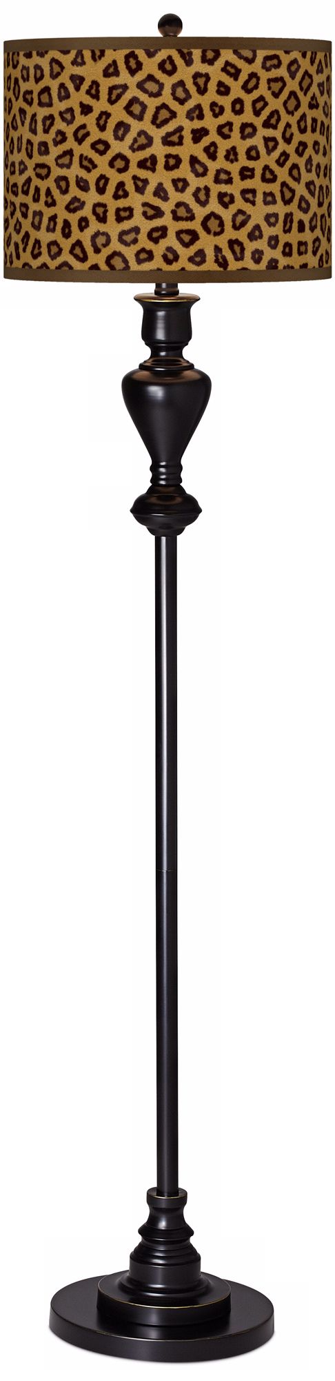 Safari Cheetah Giclee Glow Black Bronze Floor Lamp