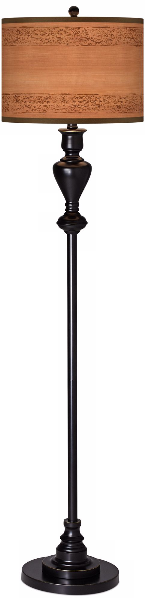 Paisley Trim Giclee Glow Black Bronze Floor Lamp