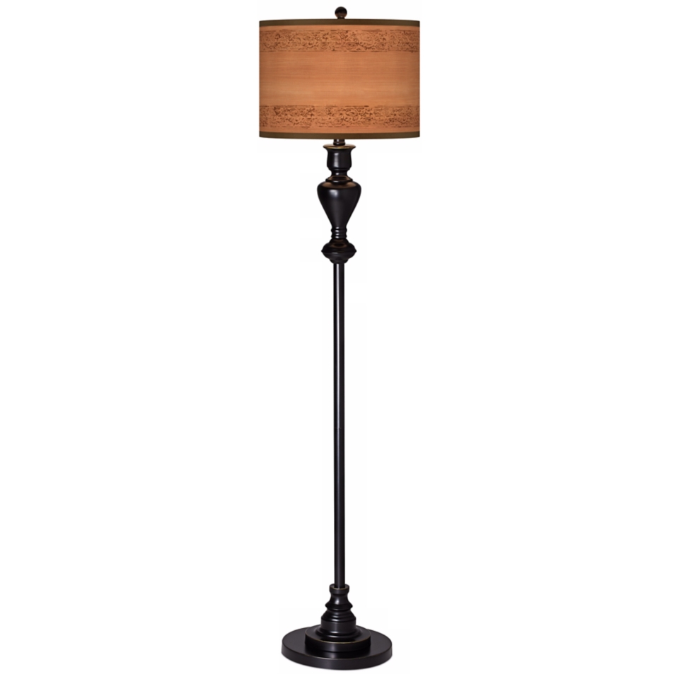 Paisley Trim Giclee Glow Black Bronze Floor Lamp   #W9956 X2912