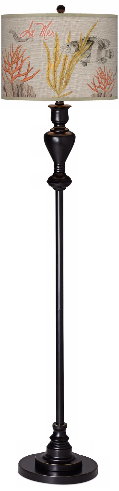 La Mer Coral Giclee Glow Black Bronze Floor Lamp