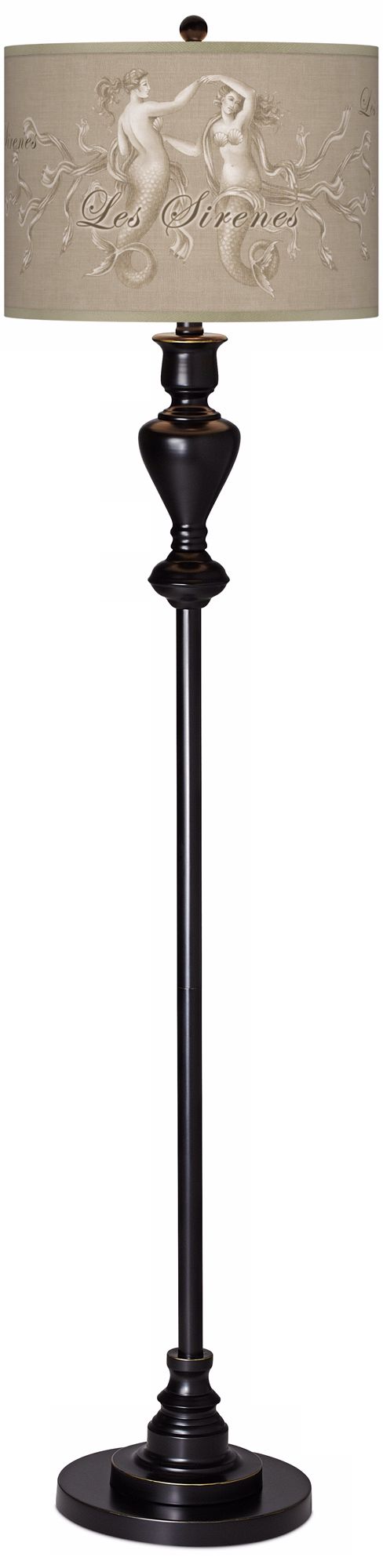 Les Sirenes Natural Giclee Glow Black Bronze Floor Lamp