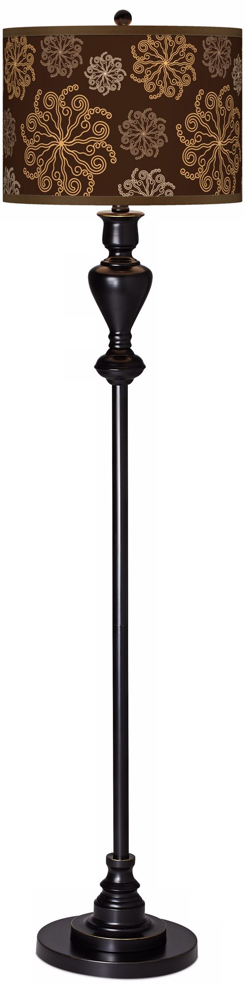 Chocolate Blossom Giclee Glow Black Bronze Floor Lamp