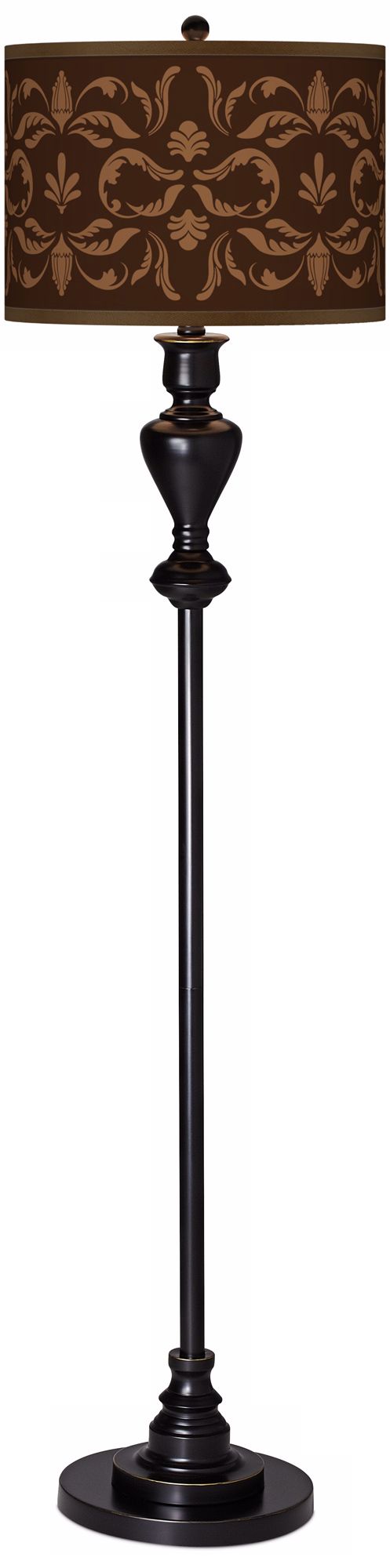 Mocha Flourish Giclee Glow Black Bronze Floor Lamp