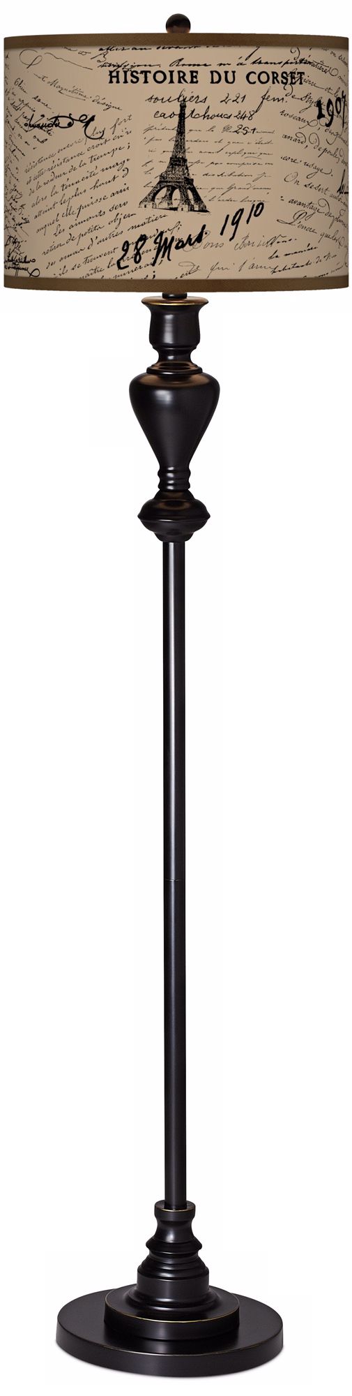 Letters to Paris Giclee Glow Black Bronze Floor Lamp