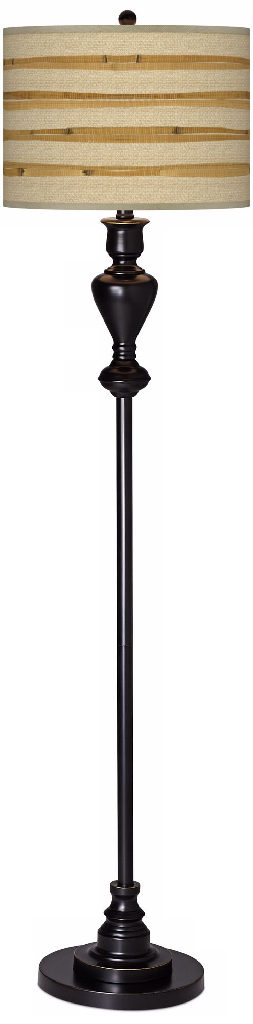 Bamboo Wrap Giclee Glow Black Bronze Floor Lamp