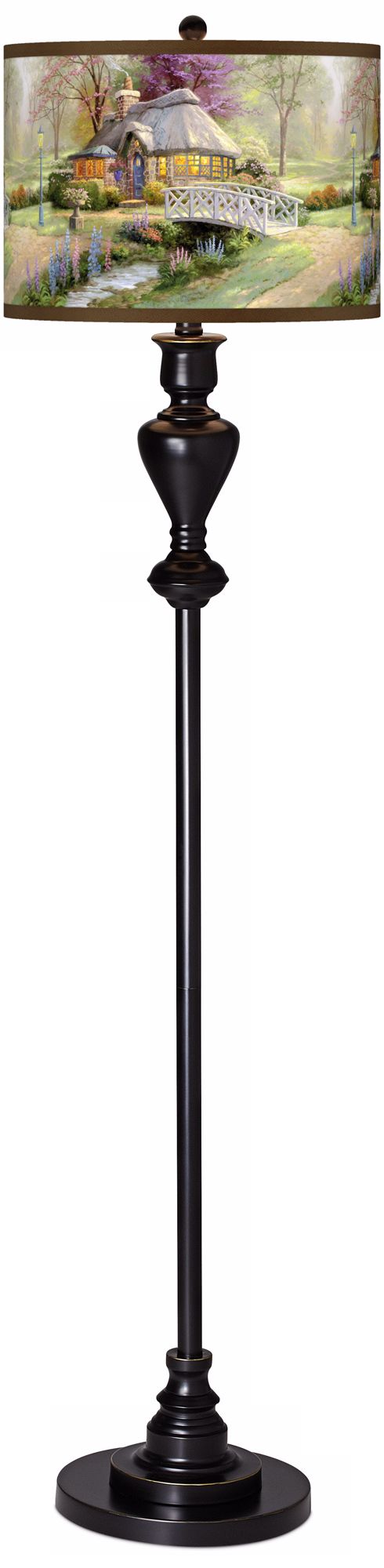 Thomas Kinkade Friendship Cottage Black Bronze Floor Lamp