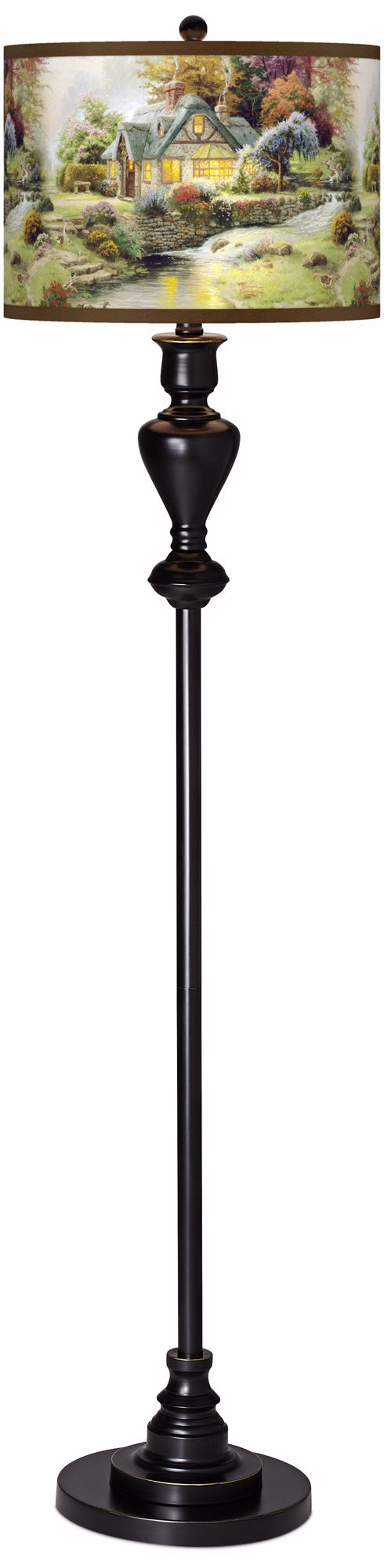 Thomas Kinkade Stillwater Cottage Black Bronze Floor Lamp