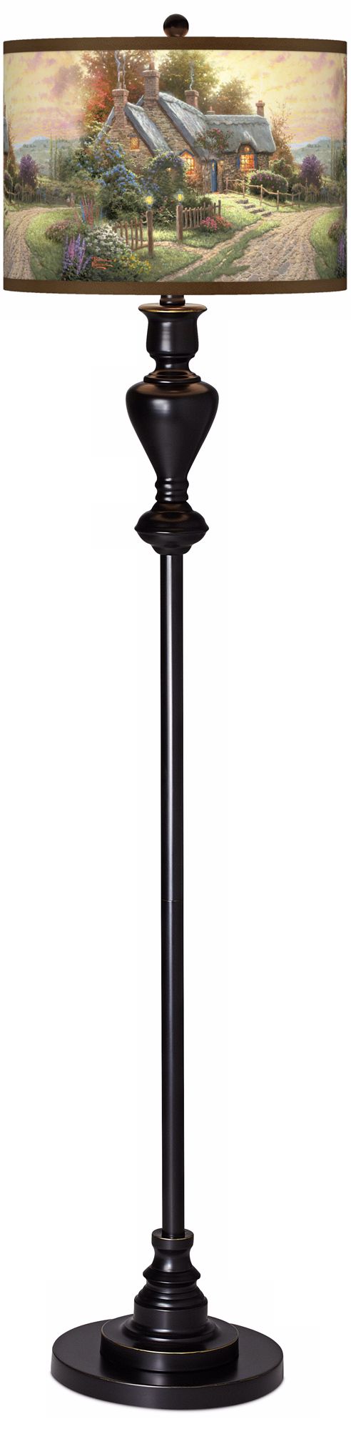 Thomas Kinkade A Peaceful Time Black Bronze Floor Lamp