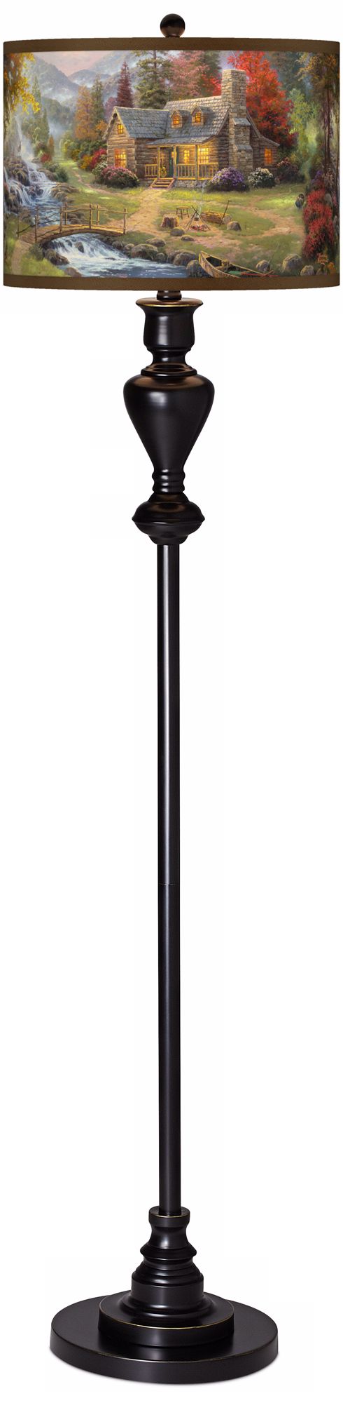 Thomas Kinkade Mountain Paradise Black Bronze Floor Lamp