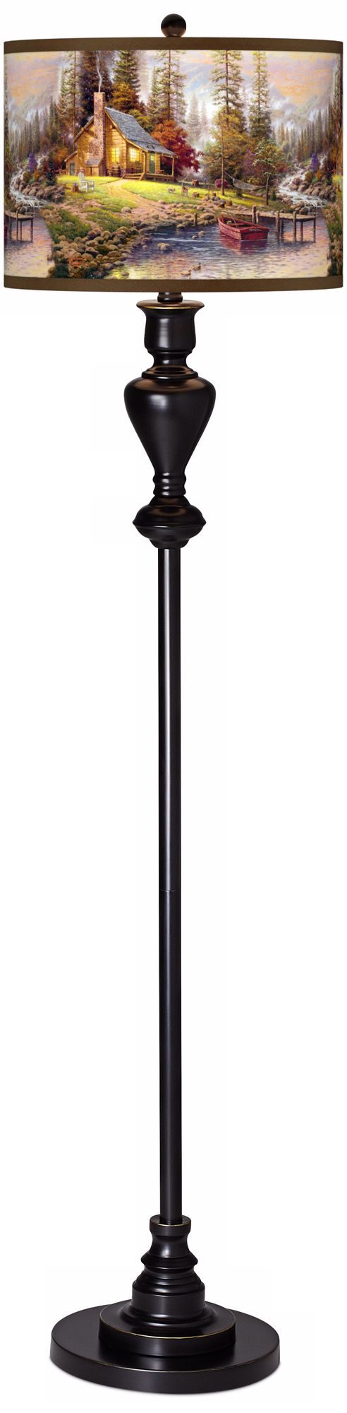 Thomas Kinkade A Peaceful Retreat Black Bronze Floor Lamp