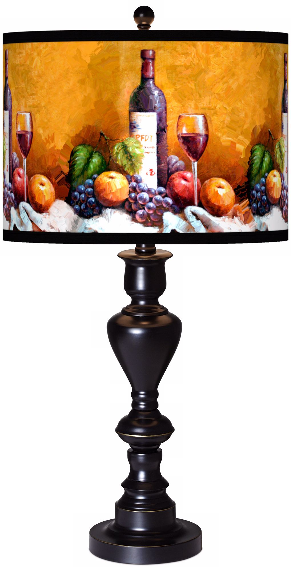 Wine and Fruit Giclee Glow Black Bronze Table Lamp
