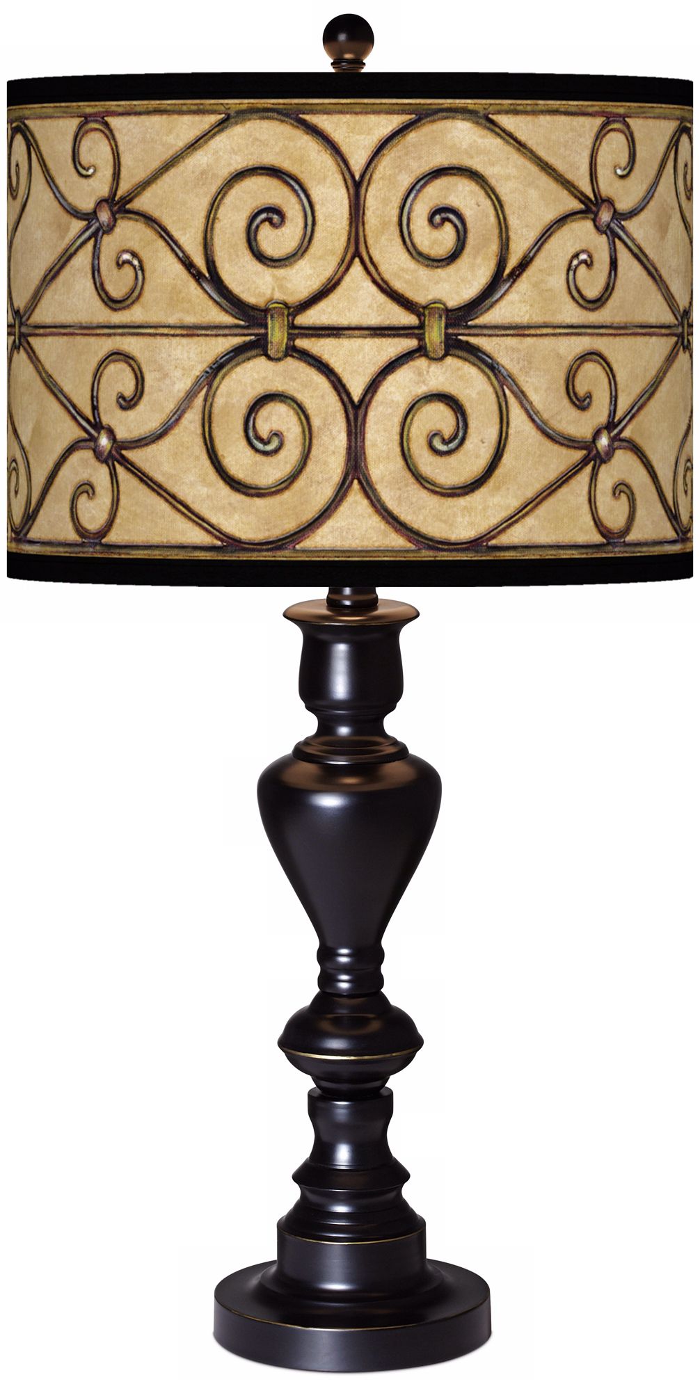 Trellis Hearts Giclee Glow Black Bronze Table Lamp