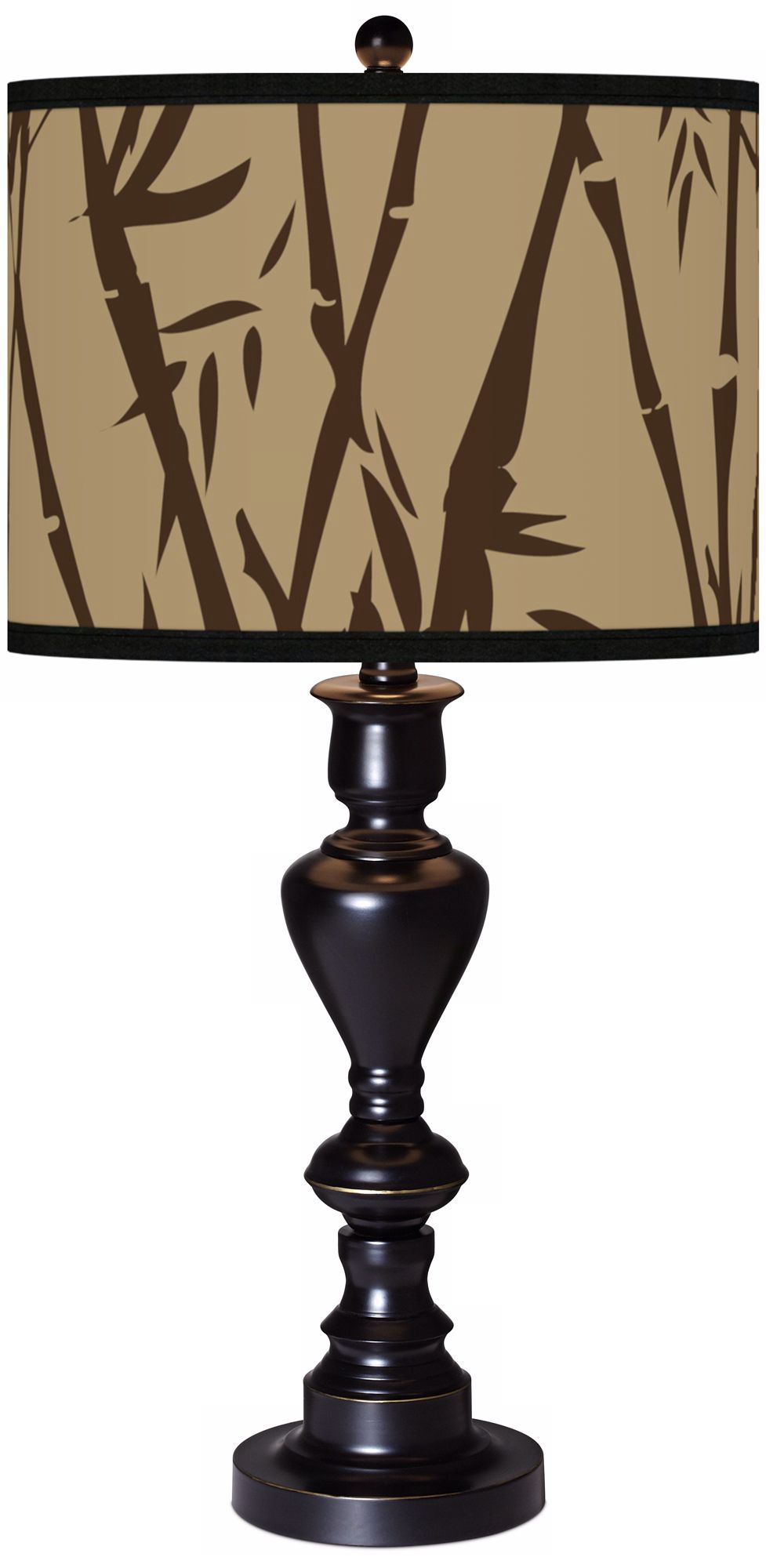 Earth Bamboo Giclee Glow Black Bronze Table Lamp