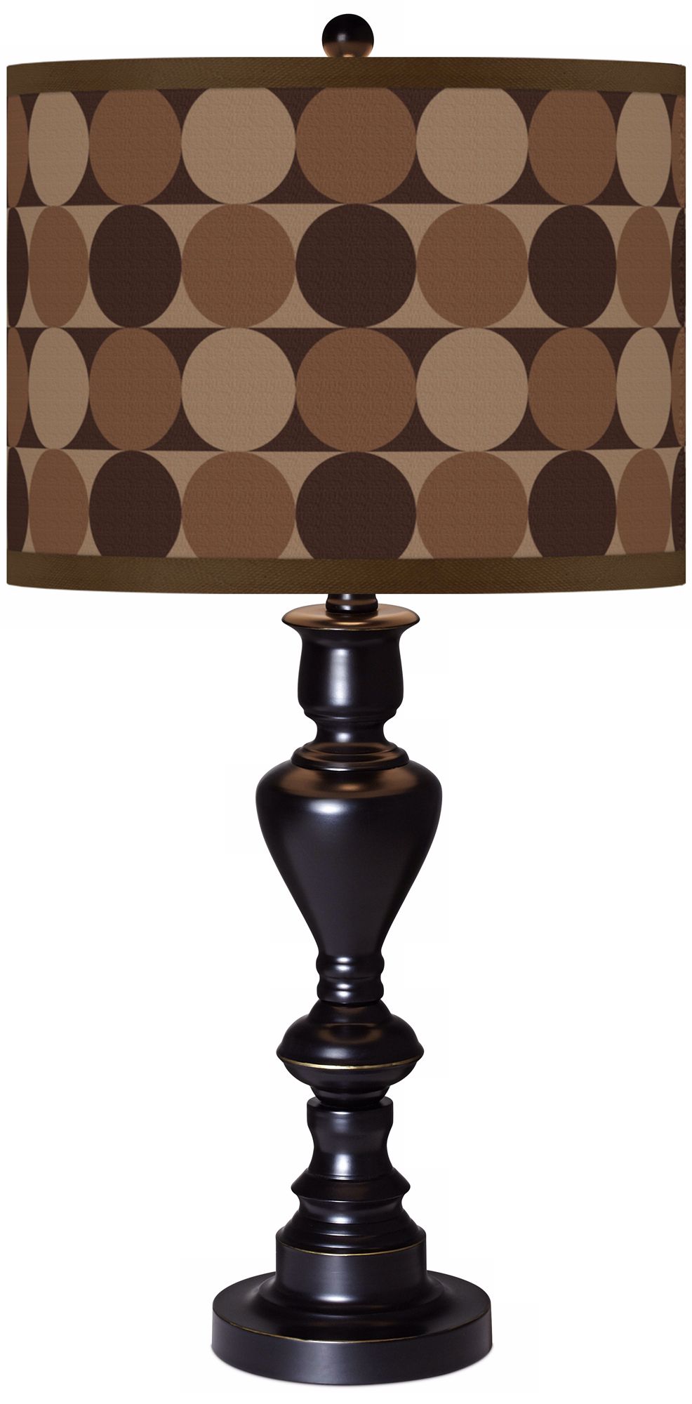 Sienna Grey Circles Giclee Glow Black Bronze Table Lamp