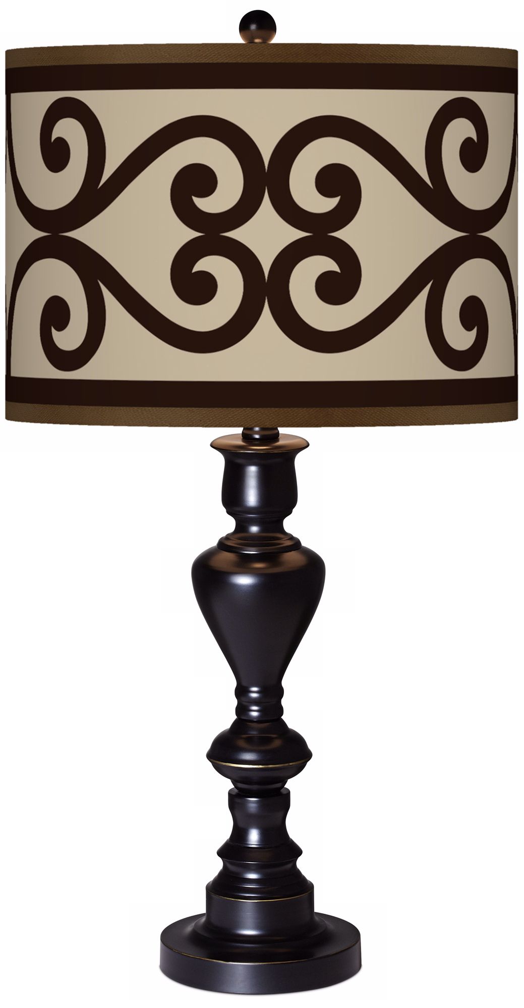 Cambria Scroll Giclee Glow Black Bronze Table Lamp