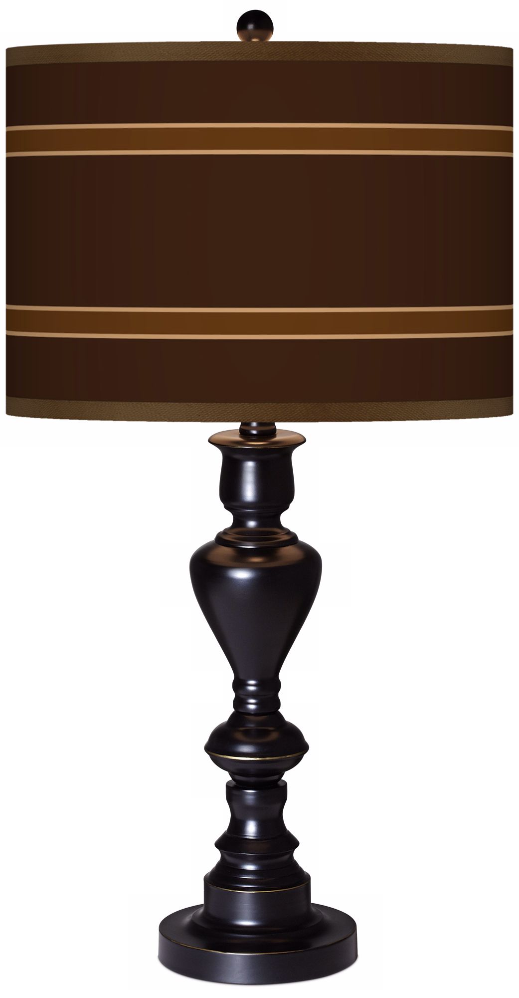 Saratoga Stripe Giclee Glow Black Bronze Table Lamp