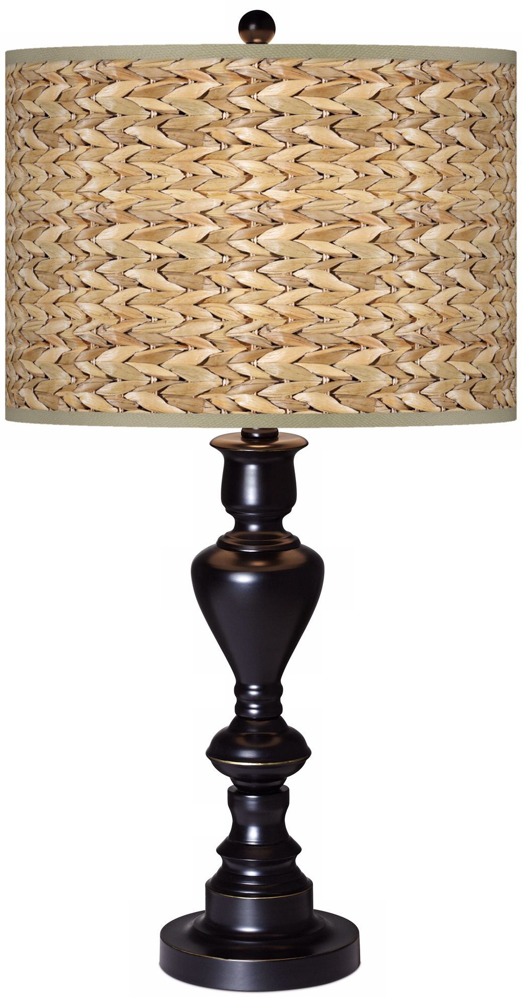 Seagrass Giclee Glow Black Bronze Table Lamp