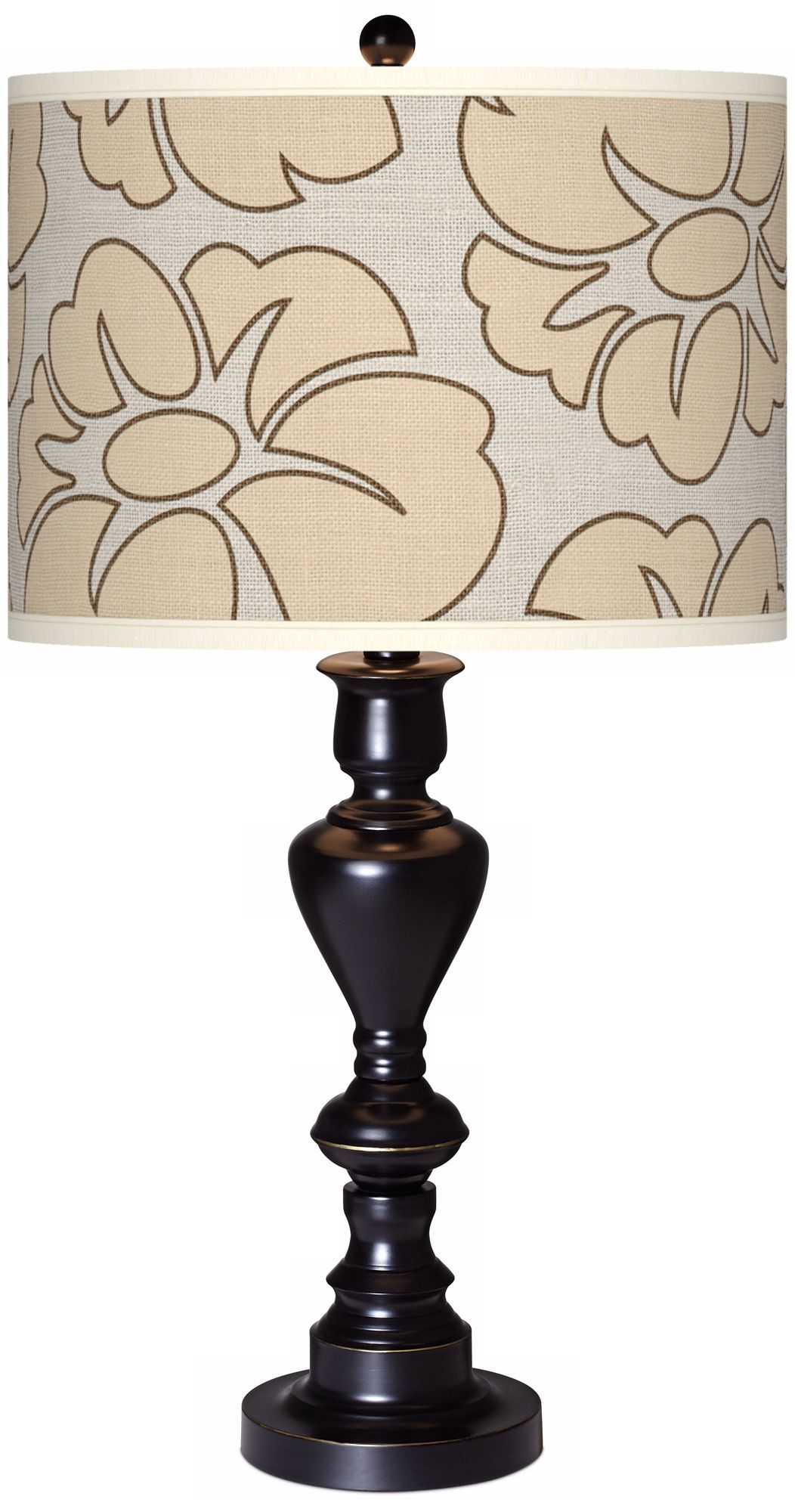 Floral Silhouette Giclee Glow Black Bronze Table Lamp