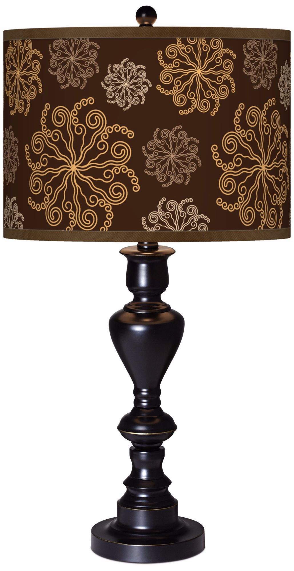 Chocolate Blossom Giclee Glow Black Bronze Table Lamp