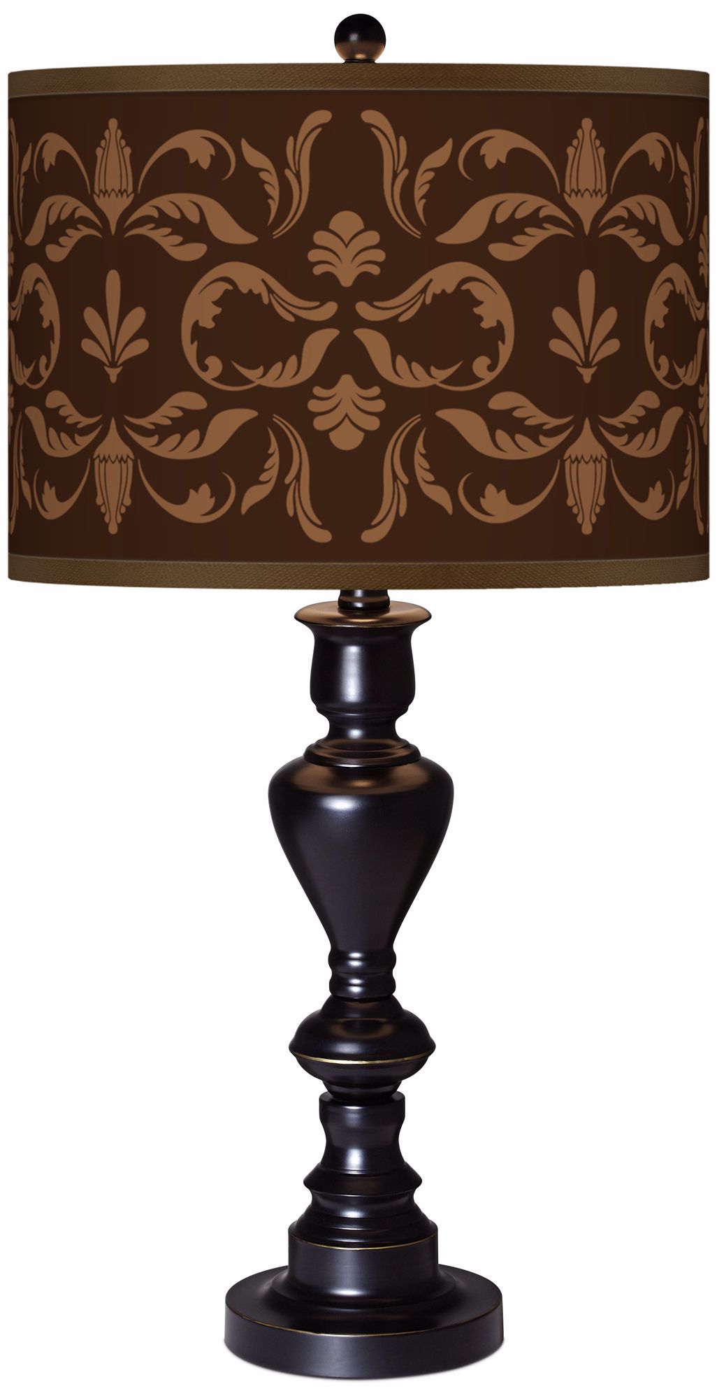Mocha Flourish Giclee Glow Black Bronze Table Lamp