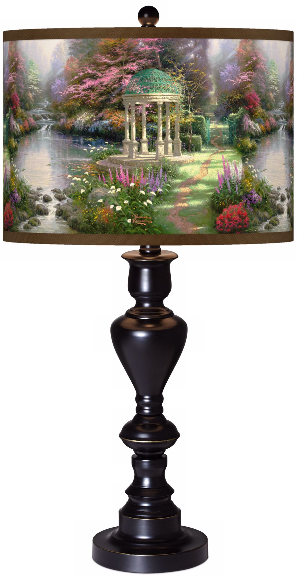 Thomas Kinkade Garden of Prayer Black Bronze Table Lamp