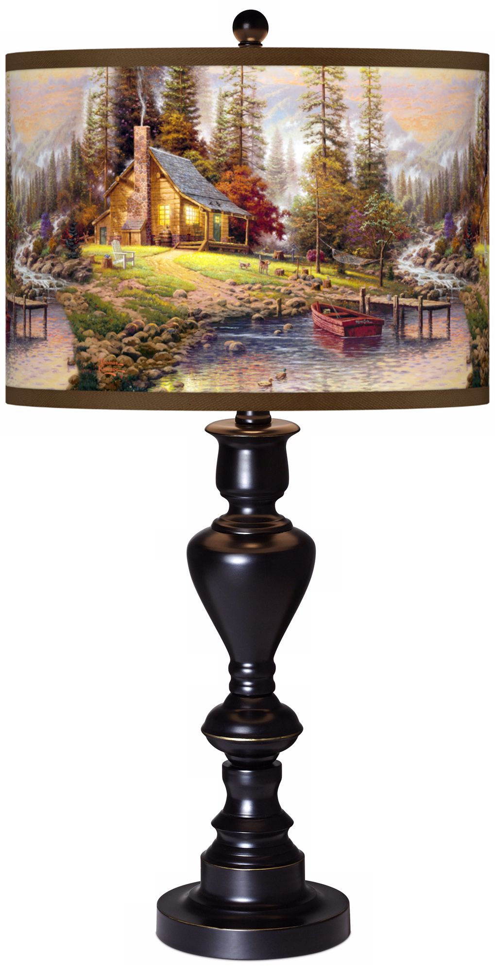 Thomas Kinkade A Peaceful Retreat Black Bronze Table Lamp