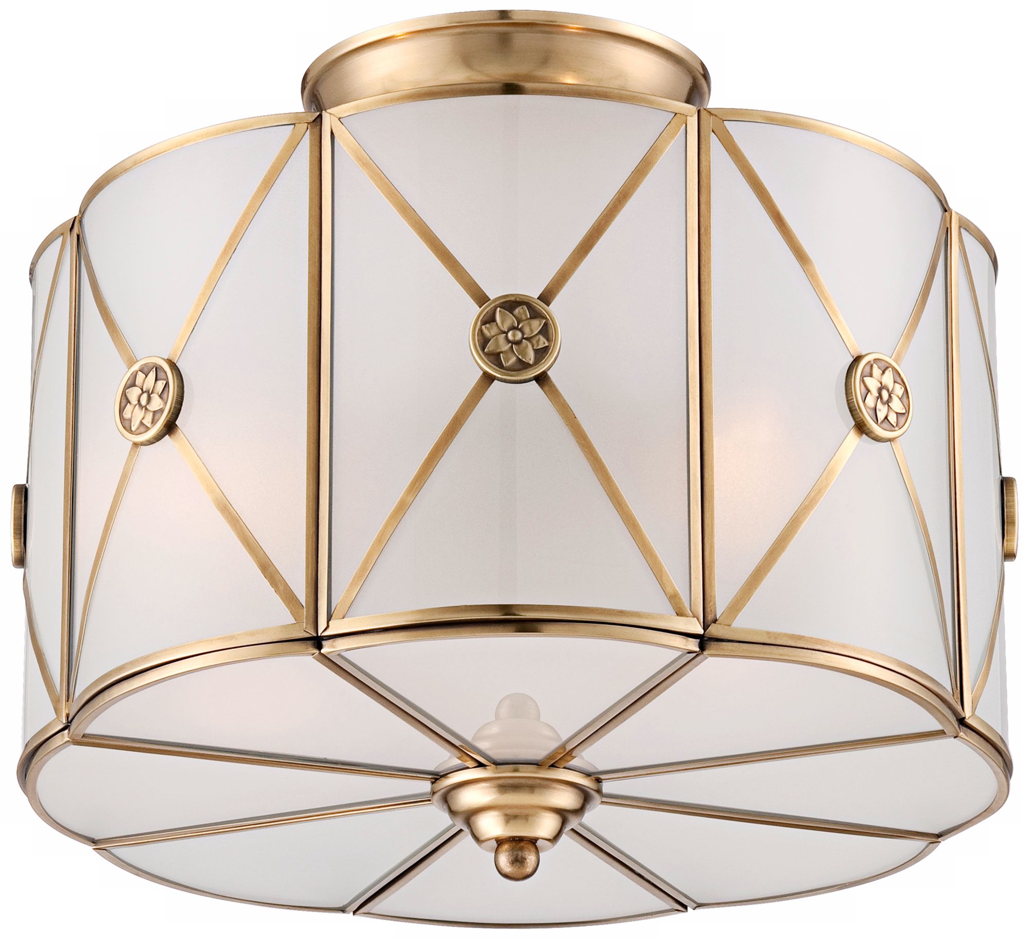 Possini Mirna Frosted Glass 14" Wide Brass Ceiling Light