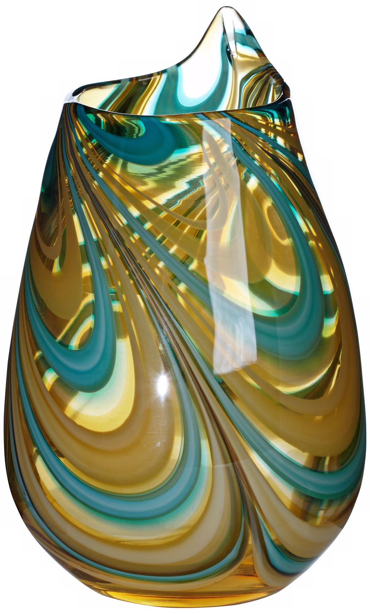 Amber Swirl 10 1/4" High Hand-Made Glass Vase