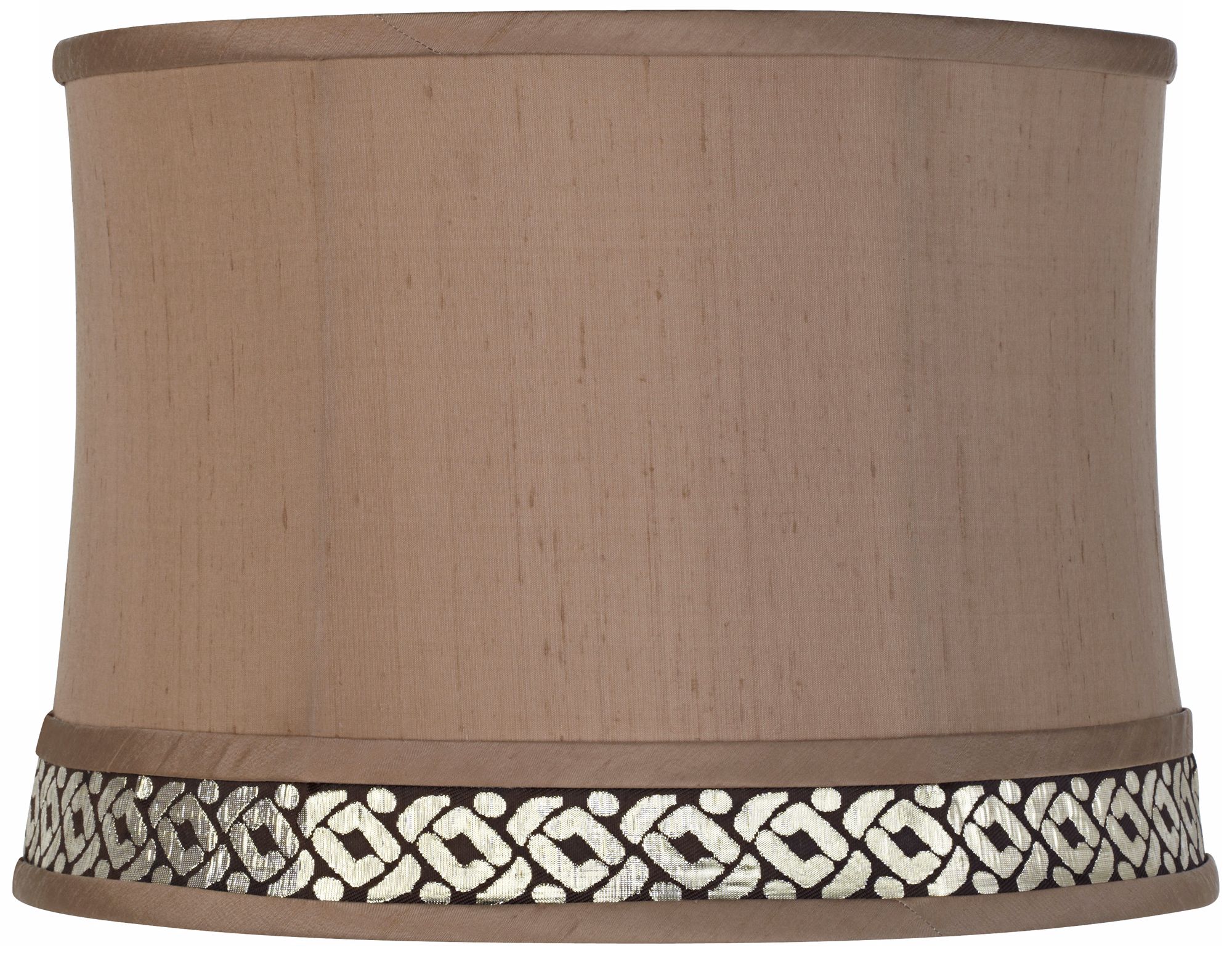 Champage Gold Trim Light Brown Drum Shade 13x14x10 (Spider)