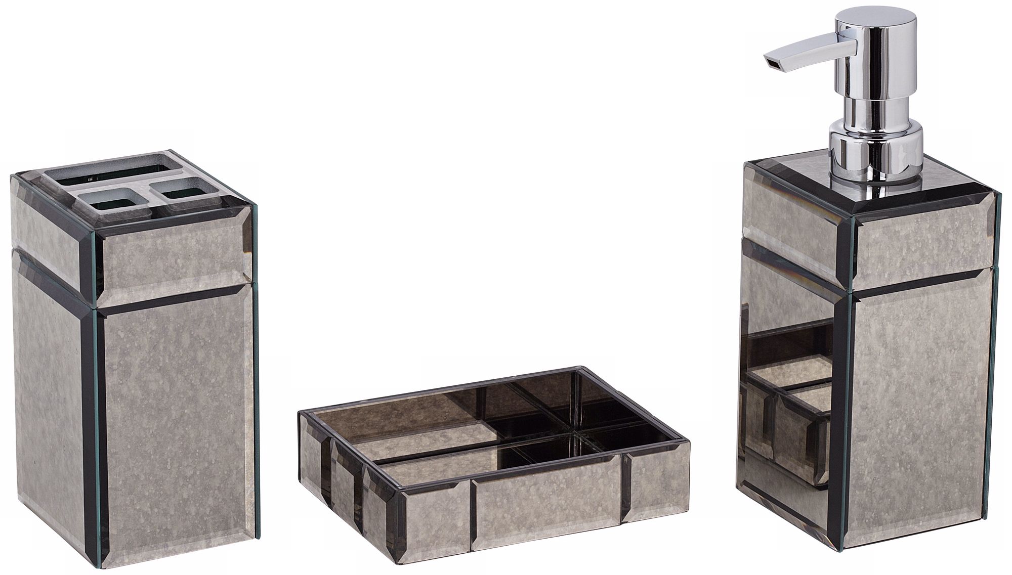 Mercury Glass 3-Piece Bathroom Accessory Set