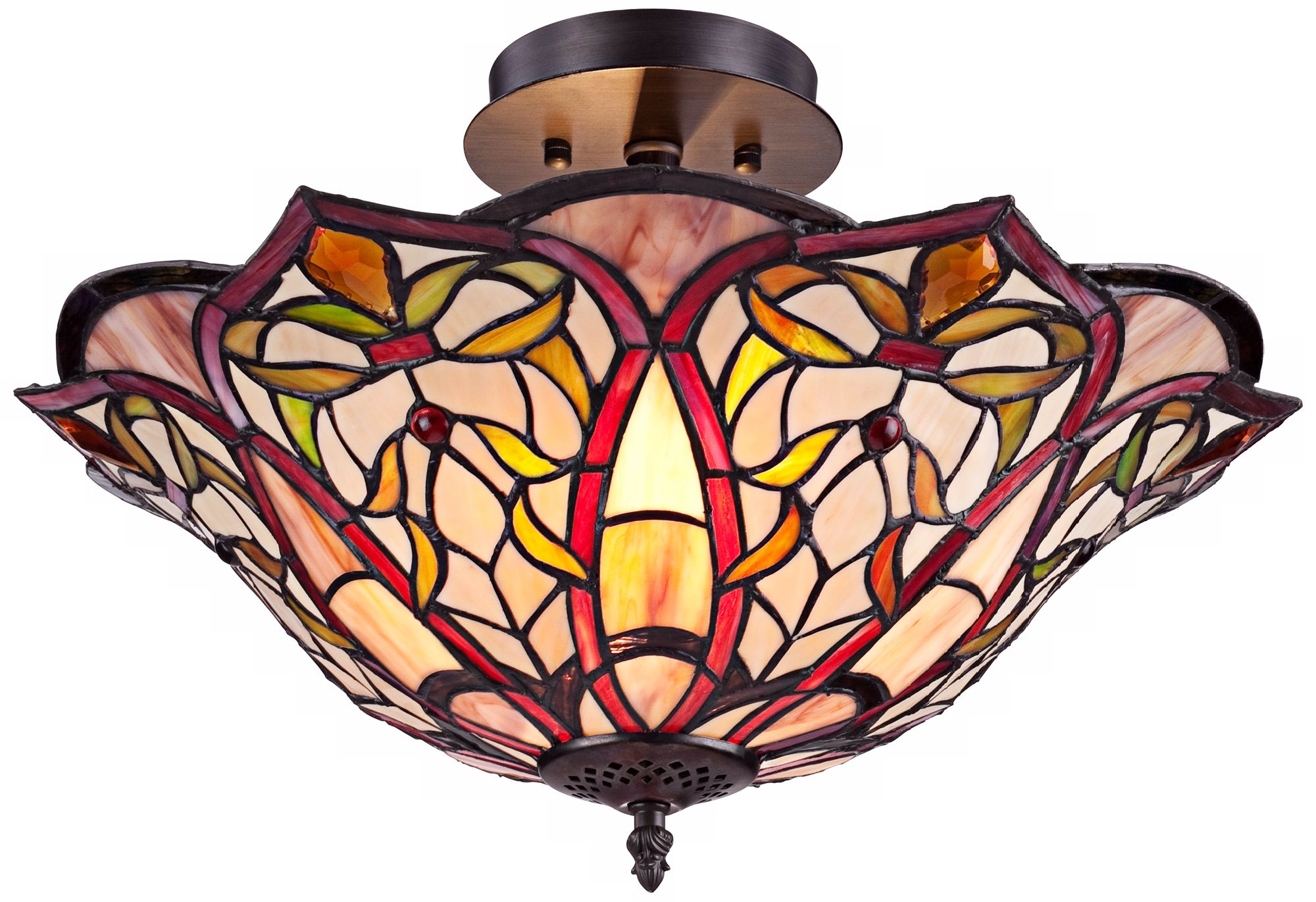Bronze Petals 18" Wide Tiffany Style Glass Ceiling Light