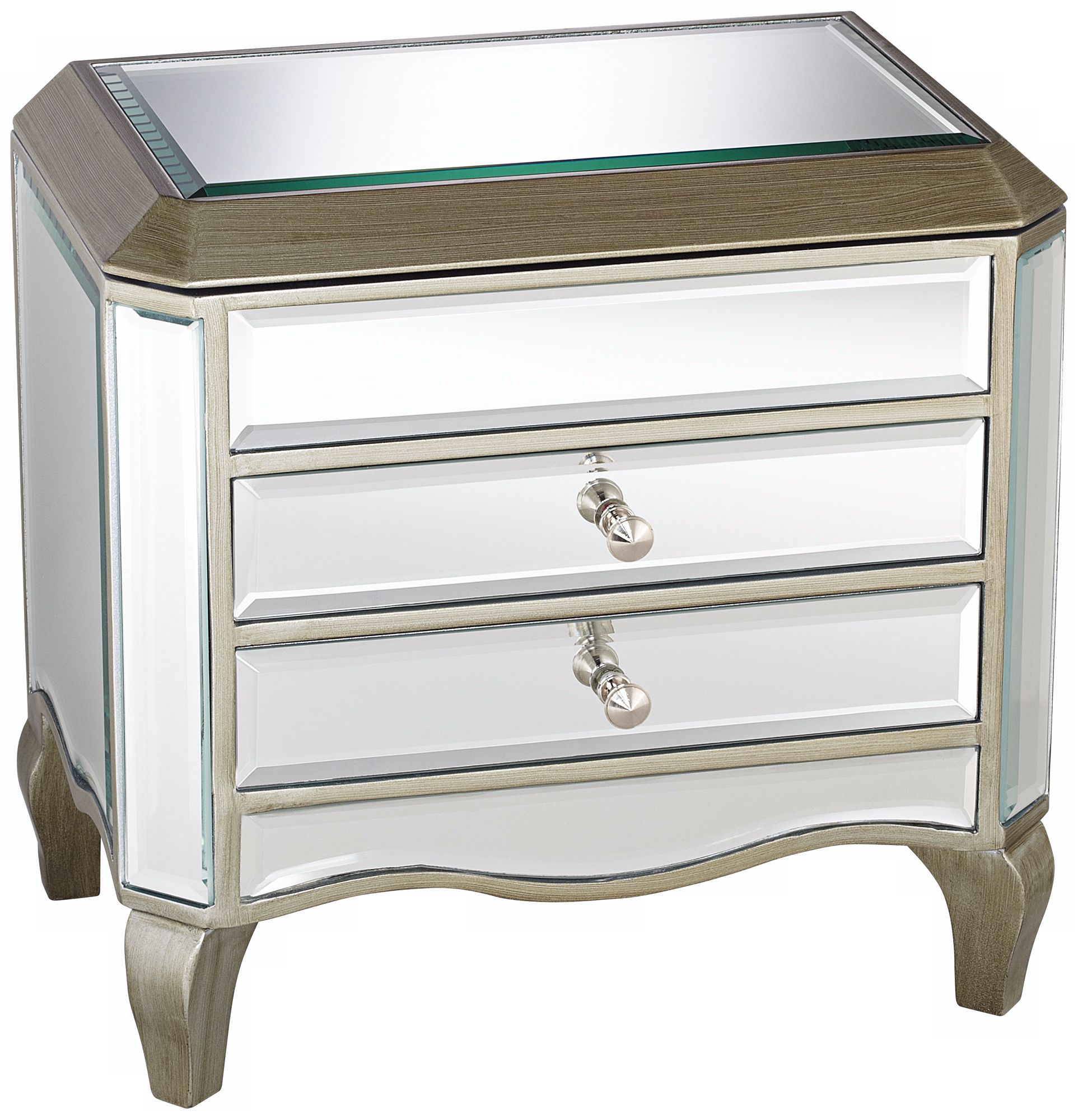 Mirrored 2 Drawer Glass Jewelry Box